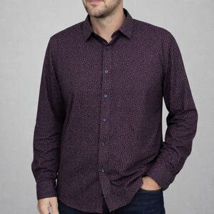 TWENTY EIGHT DEGREES Cotton Button-Down 2XL Men's Long Sleeve Purple Blue Shirt